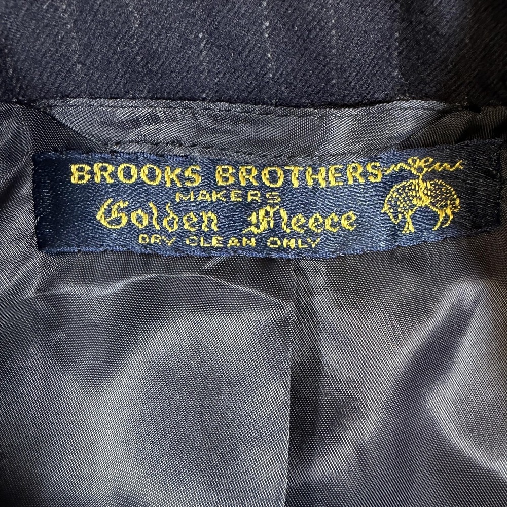 Vintage Brooks Brothers Golden Fleece Suit Jacket Mens 44 Blue Pinstripe Wool - Picture 3 of 13